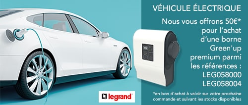 50€ offerts pour l'achat d'une borne de recharge pour véhicule électrique