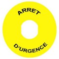 Harmony étiquette circulaire Ø60mm jaune - logo EN13850 - ARRET D'URGENCE