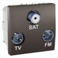 Prise TV/FM/SAT Unica Schneider Graphite – 1 Entrée – 2 Modules