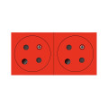 Prise 2 x 2P+T Affleurant Rouge à Détrompage 45° Mosaic Link Legrand – 4 Modules